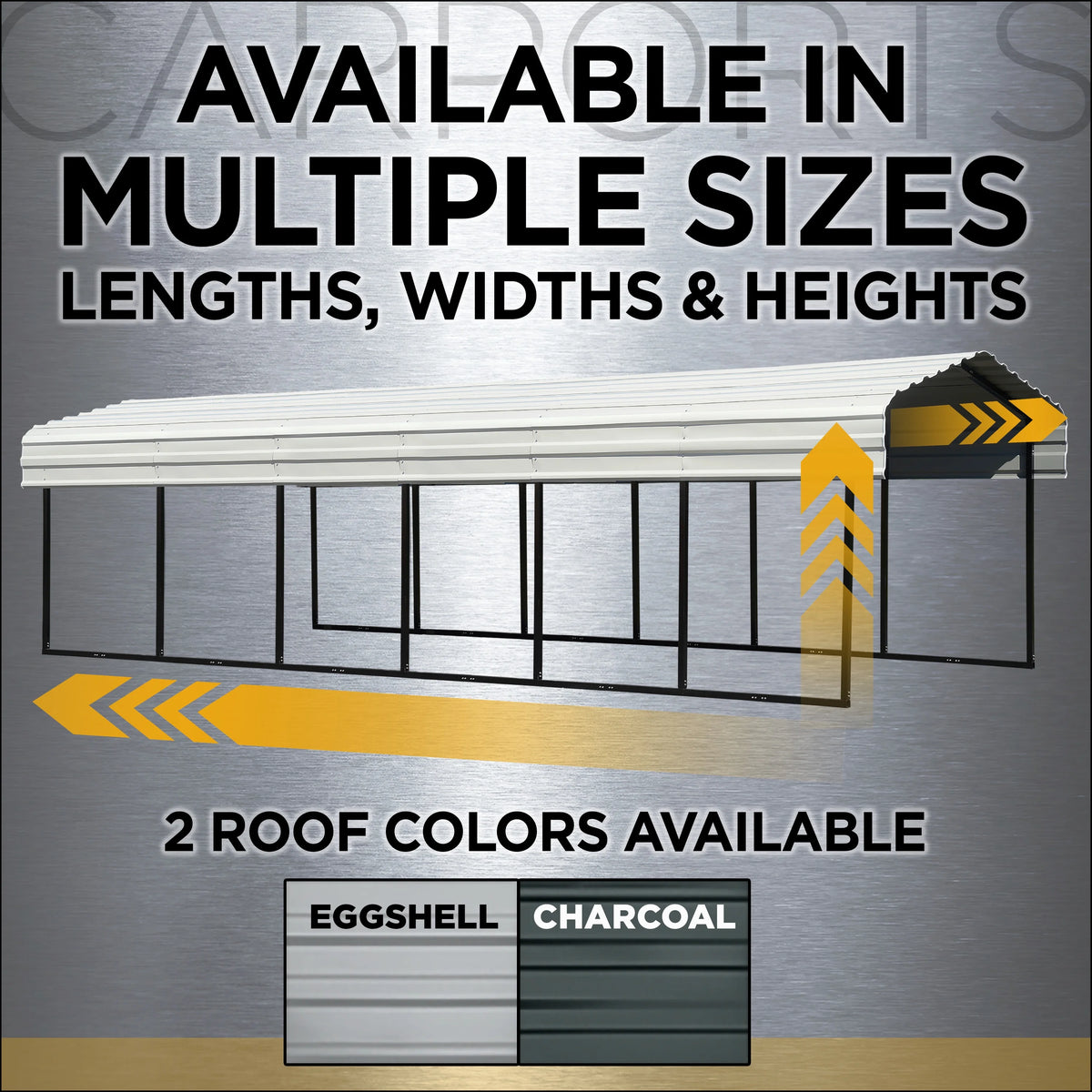 Galvanized Steel Carport Kit, 10' x 20' x 7' F911588