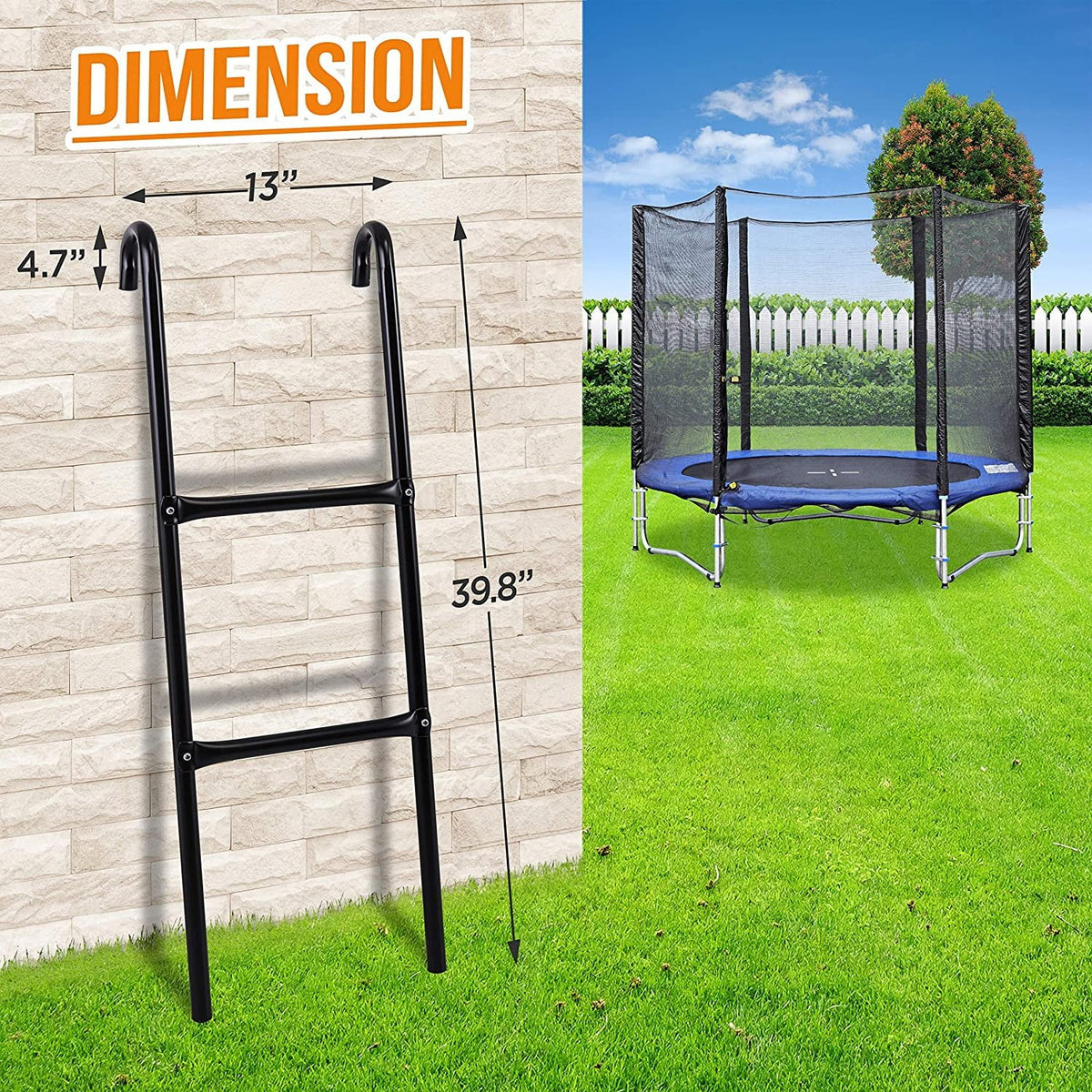 2 Step Galvanized Steel Trampoline Climbing Ladder A2763