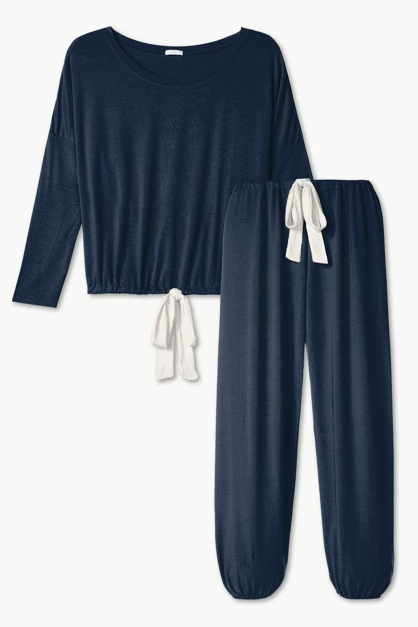 Navy Ivory Modal Slouchy PJ Set D7836