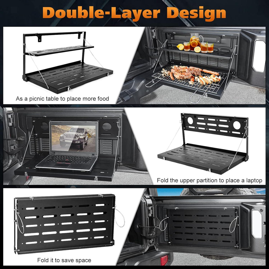 Tailgate Table Rear Foldable Cargo Shelf Aluminum Alloy Storage Rack Z174916