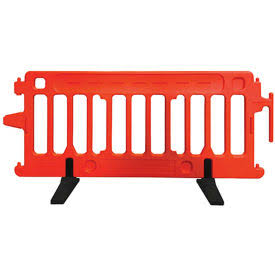 Orange Plastic Crowd Control Barricade with Rubber Feet O507598
