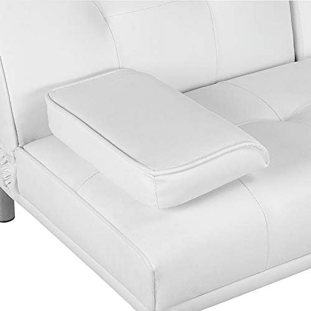 Brown Faux Leather Convertible Sofa Bed D513