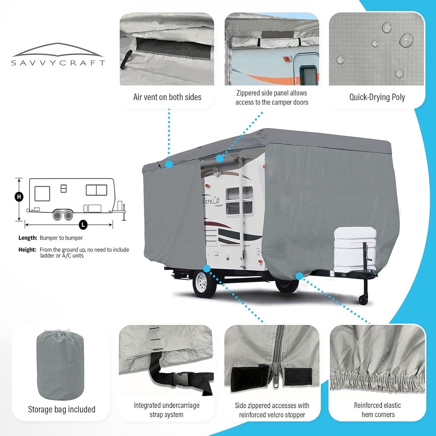 Travel Trailer RV Cover with Access Panels J317925