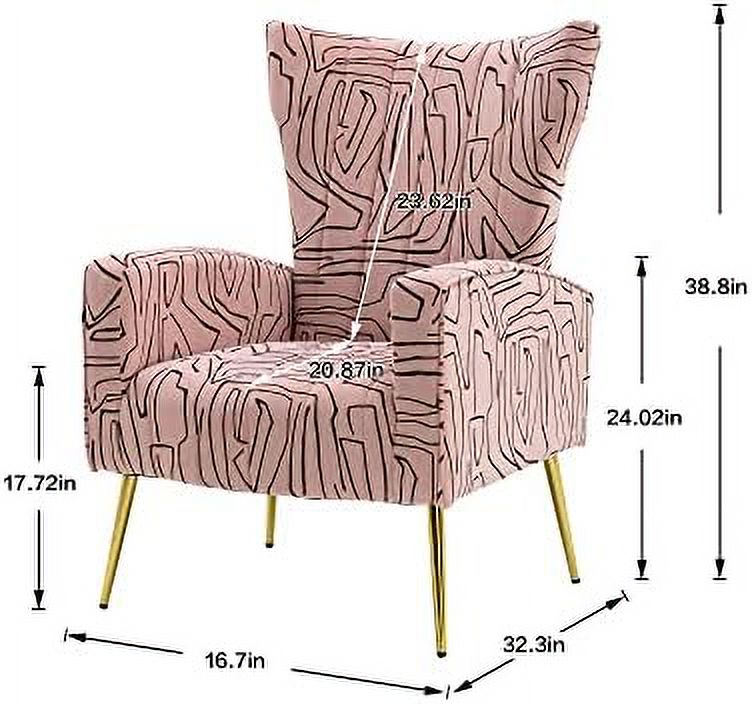 Navy Velvet Wingback Accent Chair with Metal Gold Legs M60384