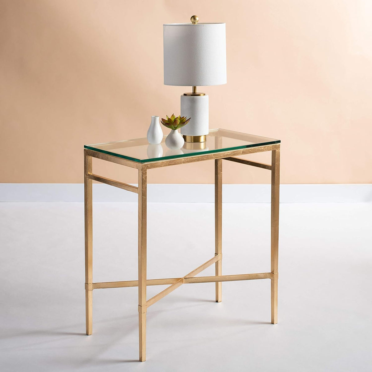Antique Gold Glass Side Table T3070
