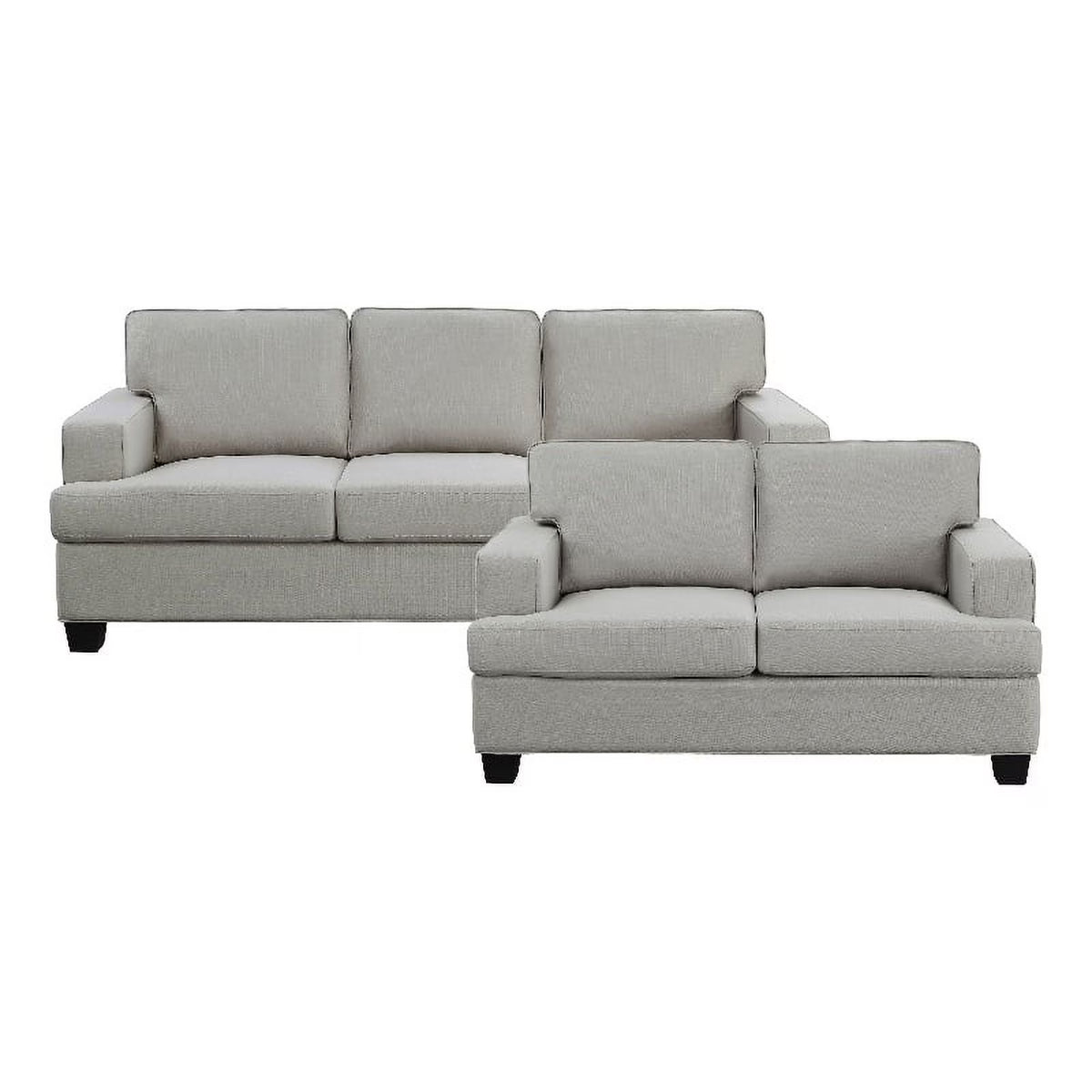 Textured Fabric 2-Piece Upholstered Sofa Set in Gray A9266