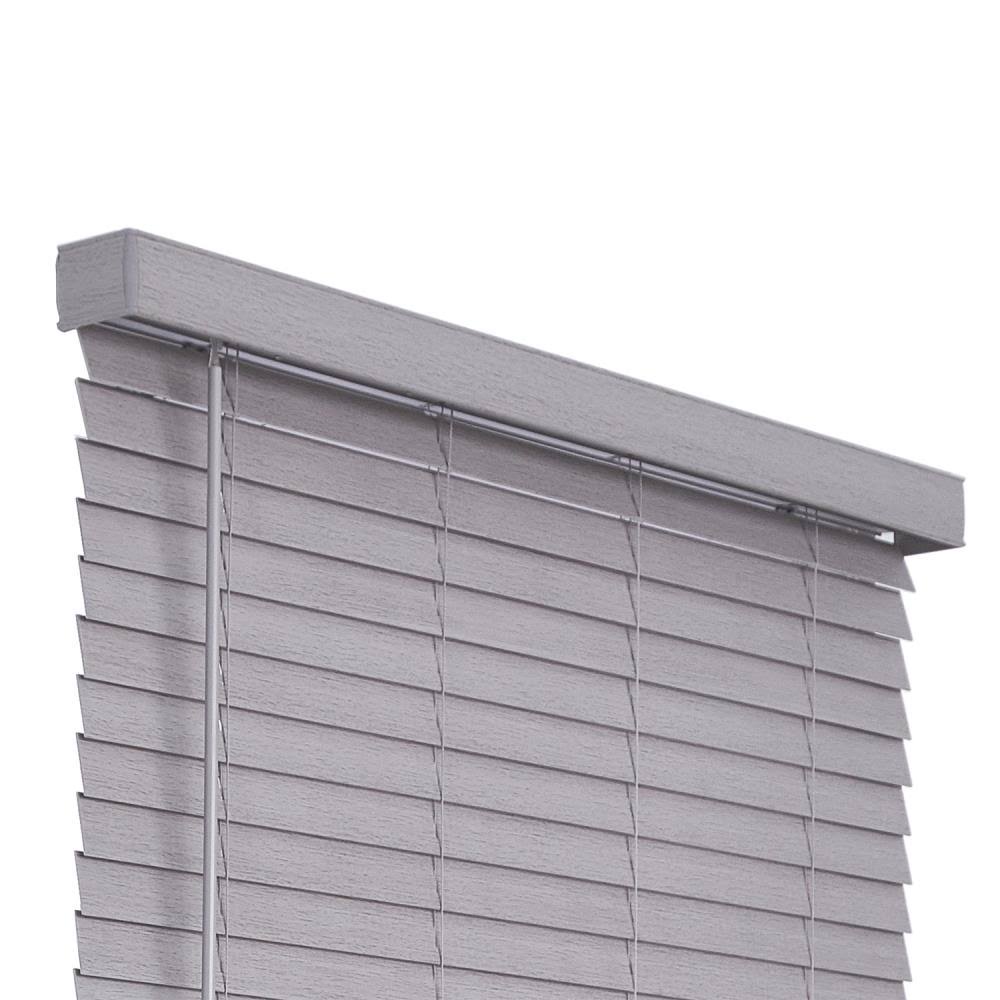 Cordless Gray Faux Wood Room Darkening Horizontal Blinds W6964