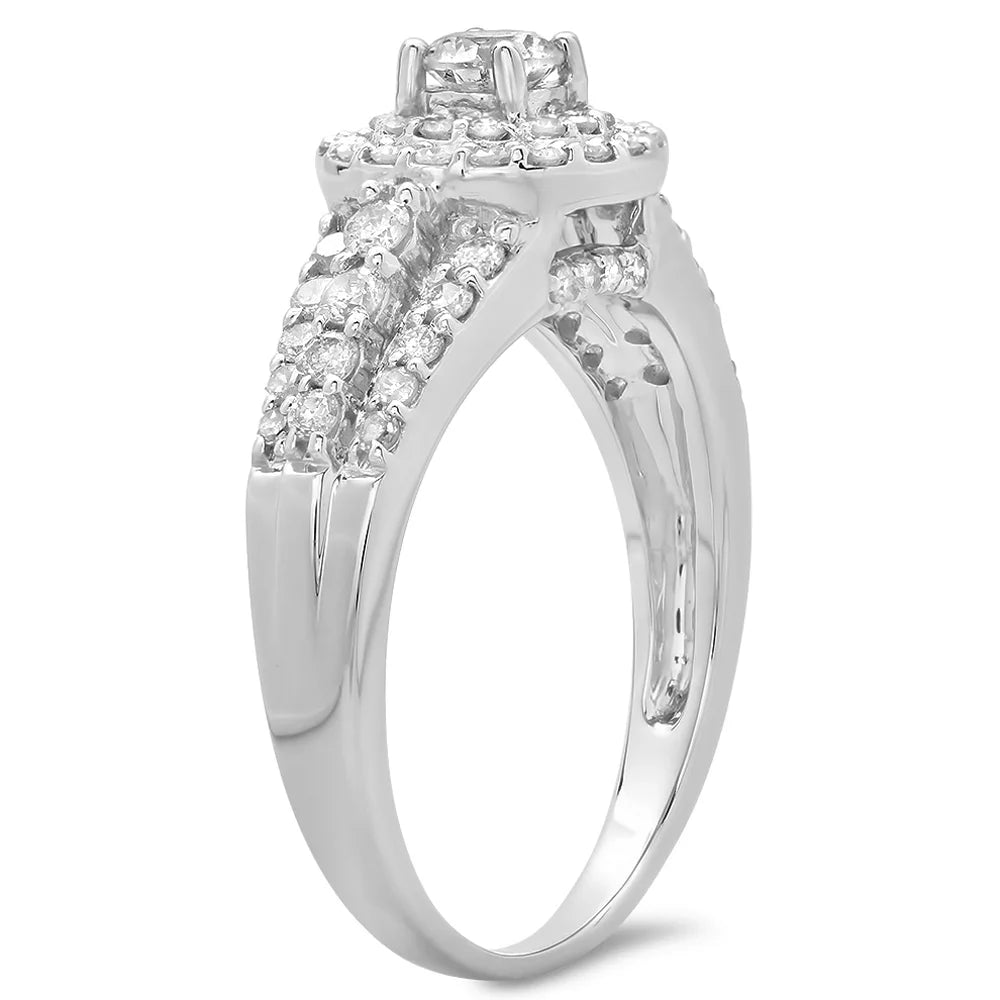 10K White Gold Diamond Halo Engagement Ring I4249