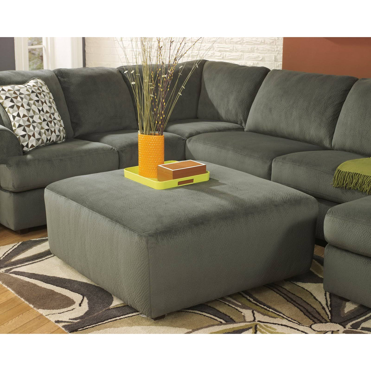 Oversized Pewter Accent Ottoman F601