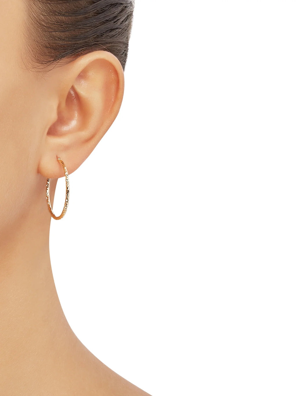 Hollow Round Diamond-Cut Hoop Earrings H139