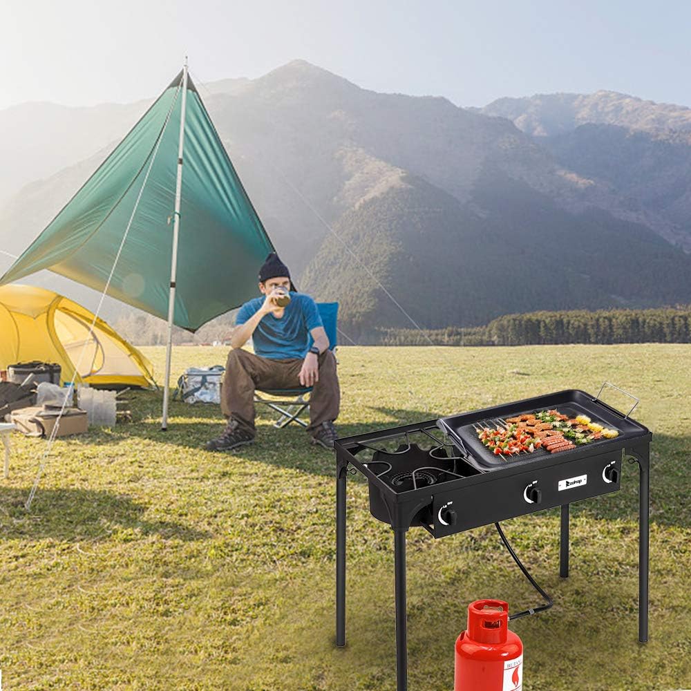 Outdoor 3 Burner Propane Gas Camp Stove with Detachable Legs A275
