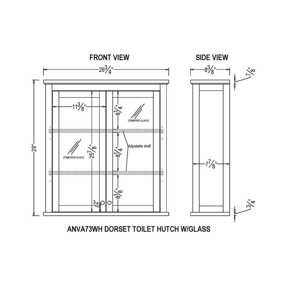 Wall Mounted Bath Storage Cabinet with Glass Cabinet Doors G2685