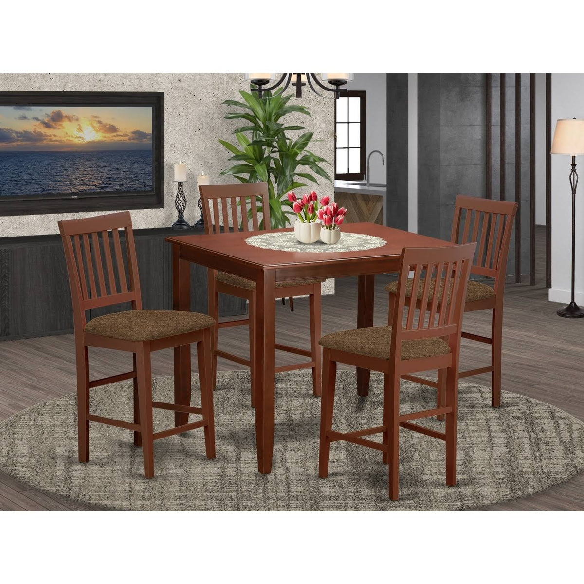 5 Piece Pub Table and 4 Stools B899