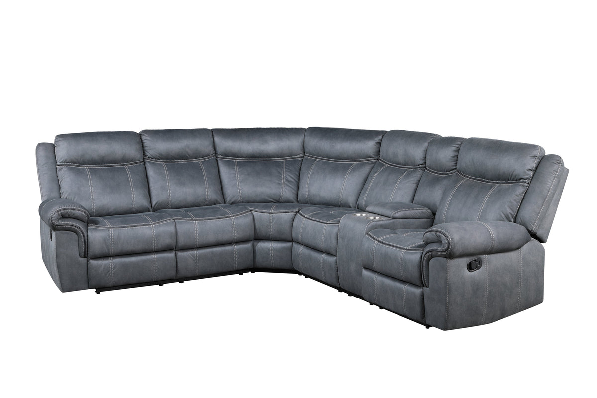 Gray Velvet Sectional Sofa P7101