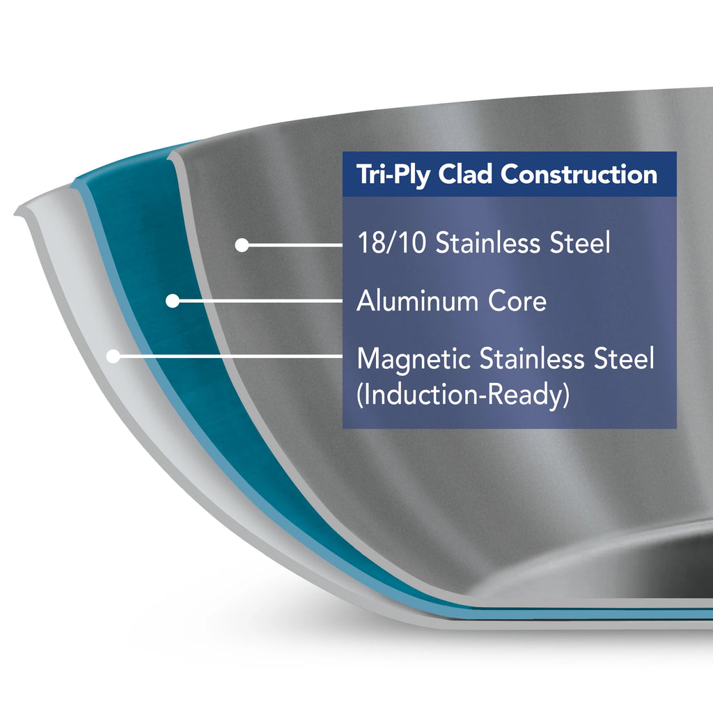 12" Tri Ply Clad Stainless Steel Fry Pan B552890