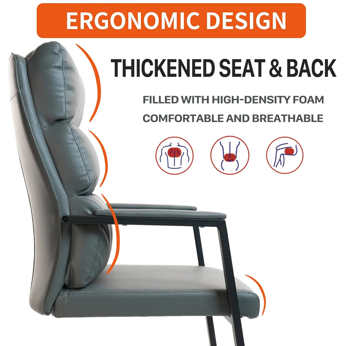Gray 4 Pack Bonded Leather Office Guest Chair with Sled Base S847143