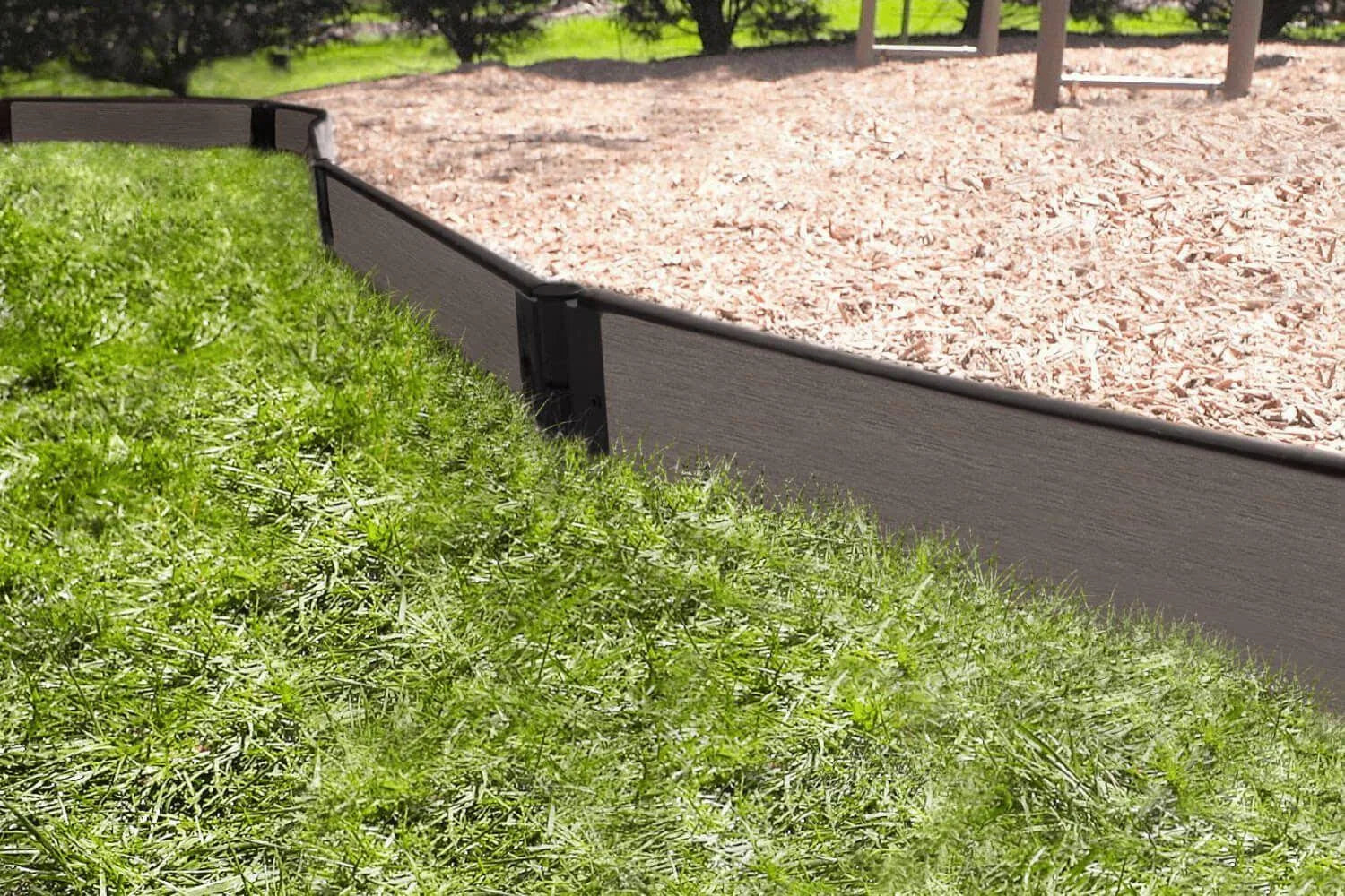 Curved Playground Border, 64 Feet / 1 inch / Weathered Wood J3859
