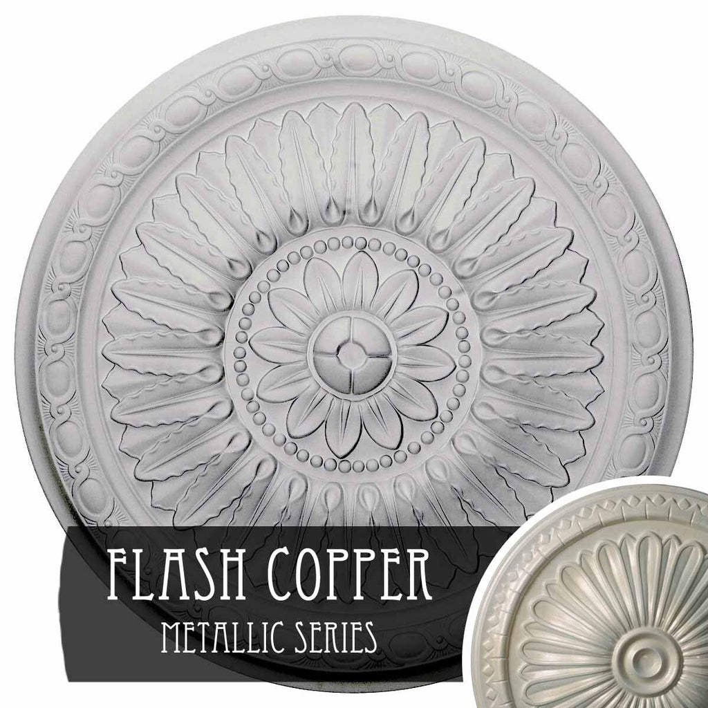 24x22OD x 1 5/8x22P Temple Ceiling Medallion, Hand-Painted Flash Copper I8707