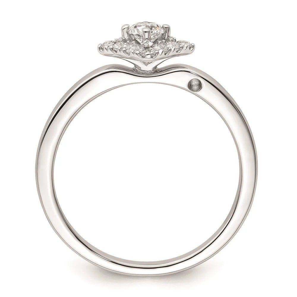 14k White Gold Diamond Halo Engagement Ring D565