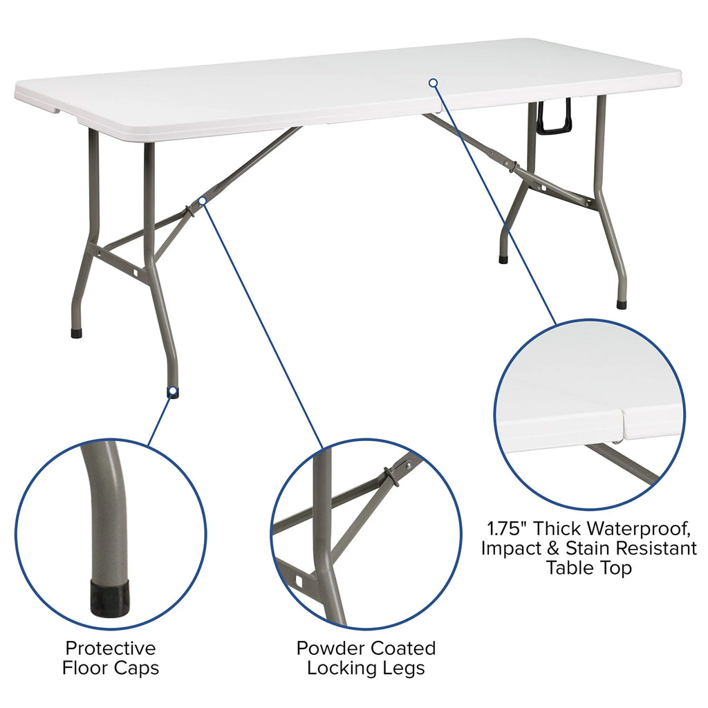 10'x10' White Pop Up Canopy Tent with 6-Foot Bi-Fold Table and Set of 4 White Folding Chairs R9443