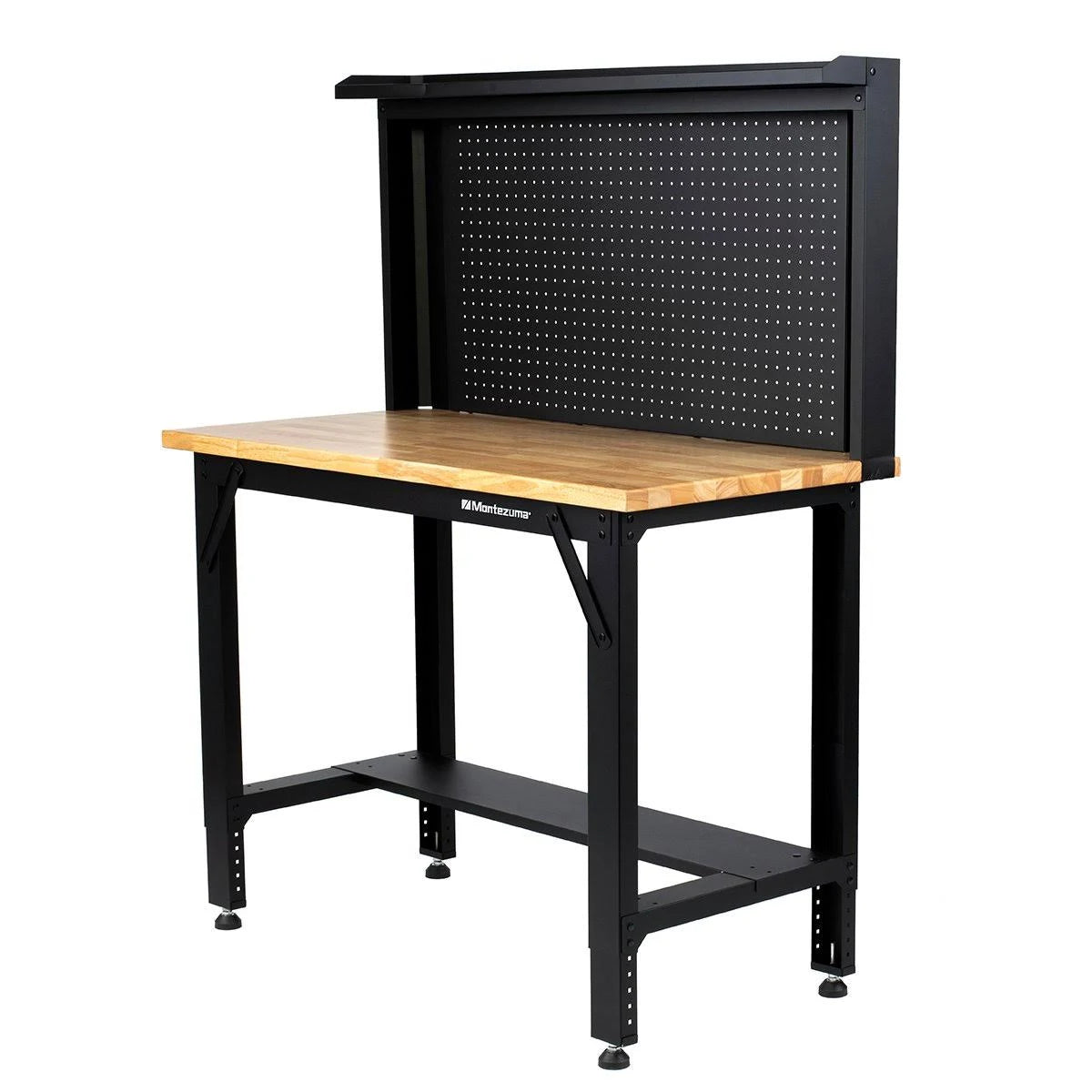 4 ft Adjustable Height Steel Workbench with Pegboard Back Wall P936790