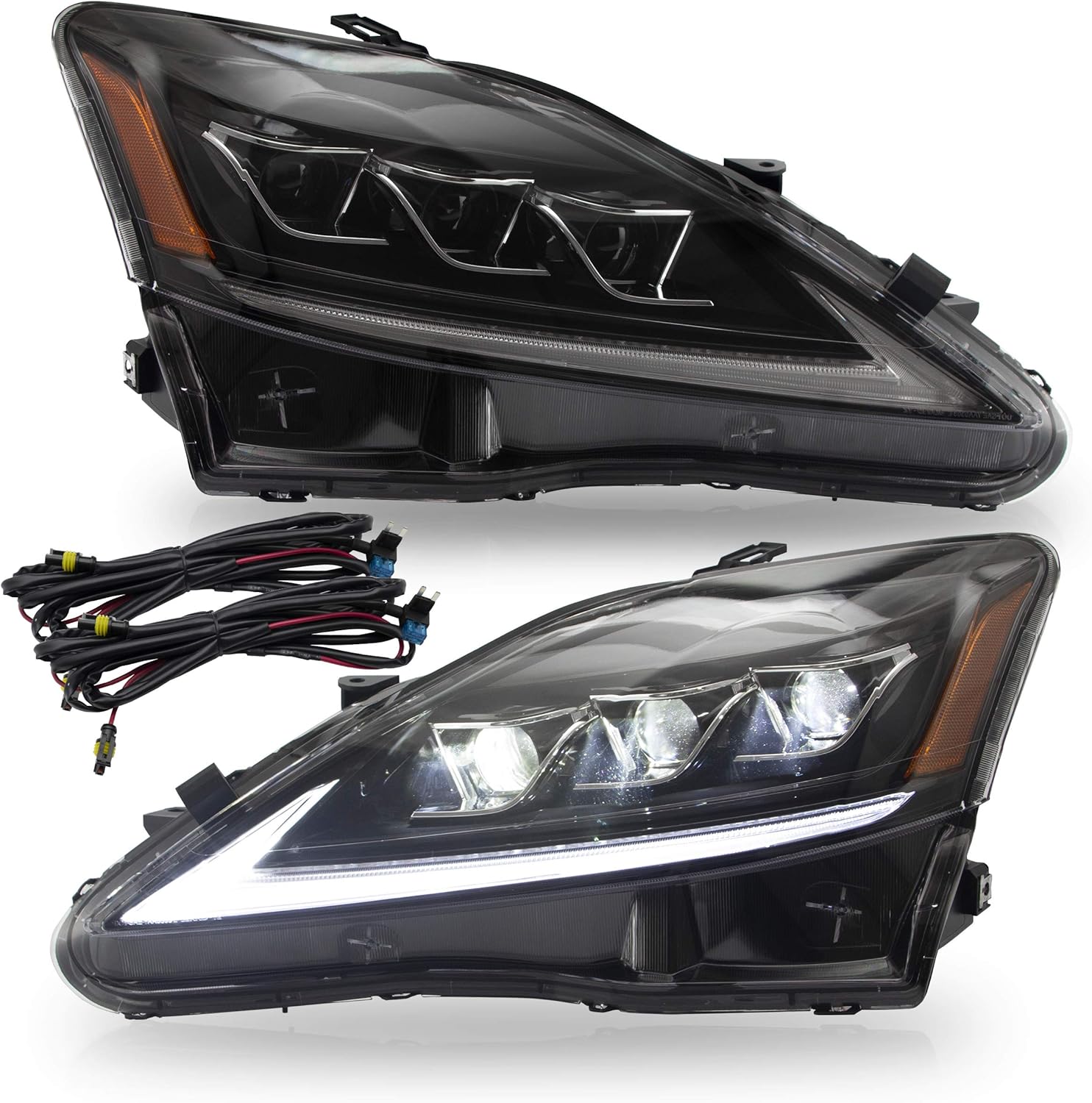 Clear Full LED Headlight Assembly with Sequential Turn Signal G351