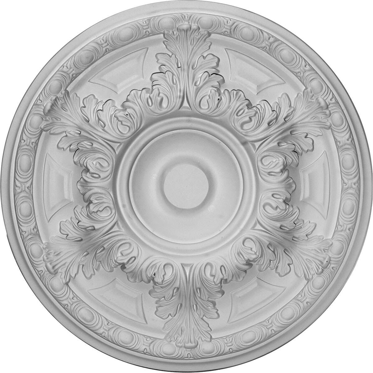 19 inch x 1 1/2 inch Hand-Painted White Crackle Ceiling Medallion L739786