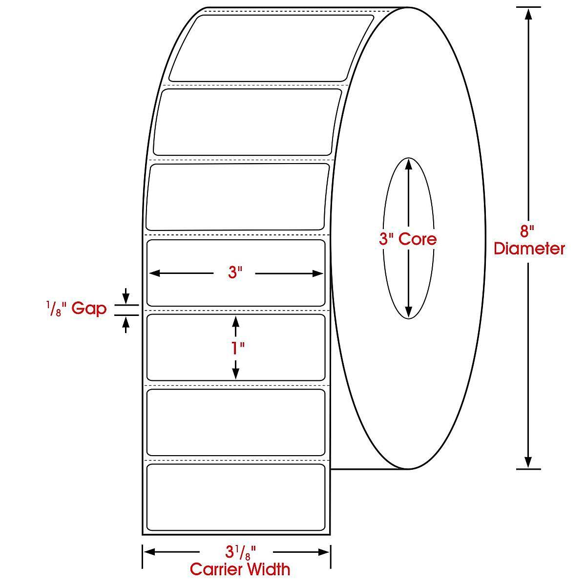 Green Thermal Transfer Labels, 3 x 1 E691