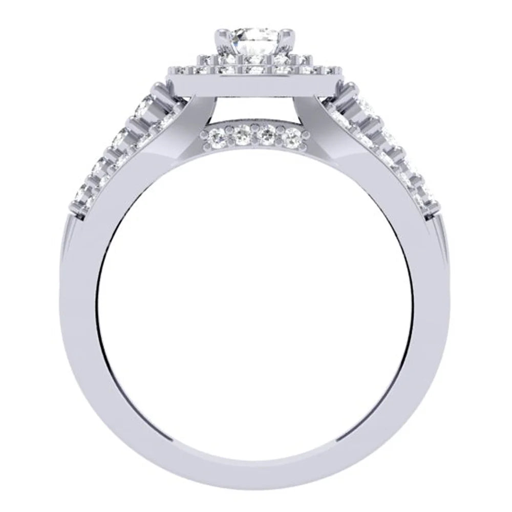 10K White Gold Diamond Halo Engagement Ring I4249