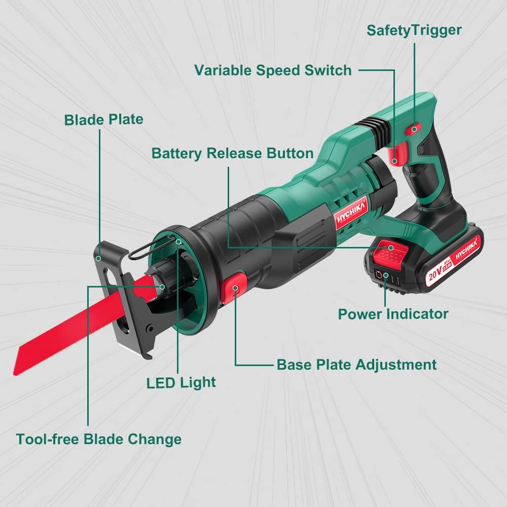 Cordless Reciprocating Saw 20V 2Ah 2 Batteries 4 Saw Blades M5157