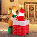 5 FT Christmas Inflatable Santa Claus Climbing Chimney Reindeer C67714