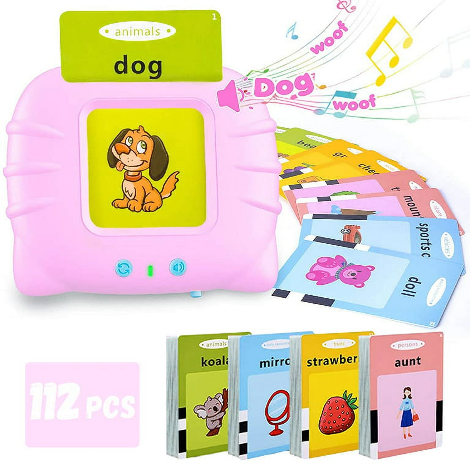 ABC Talking Flash Cards with 224 Sight Words, Montessori Toys for Toddlers, Pink X234
