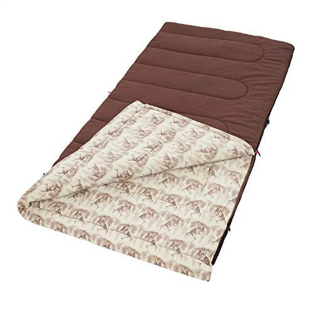 Coleman Autumn Trails Deer 30-Degree Cold Weather Rectangular Adult Sleeping Bag, Brown, 31"x81" O6249