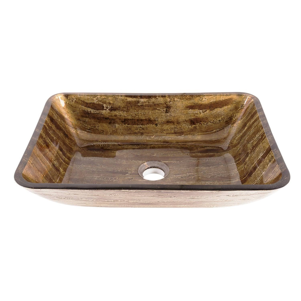Amber Sunset Glass Rectangular Vessel Bathroom Sink D72083