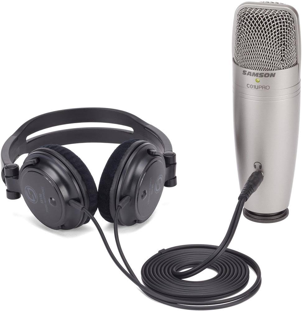 Silver USB Studio Microphone with Headphones and Software H175259