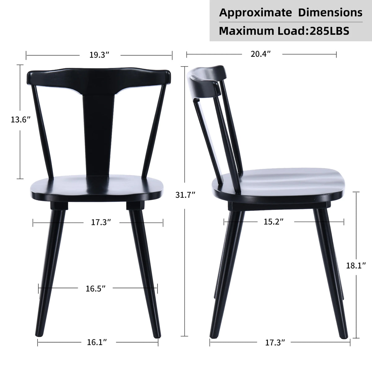 Black Wood Slat Back Dining Chair Set of 2 I206505