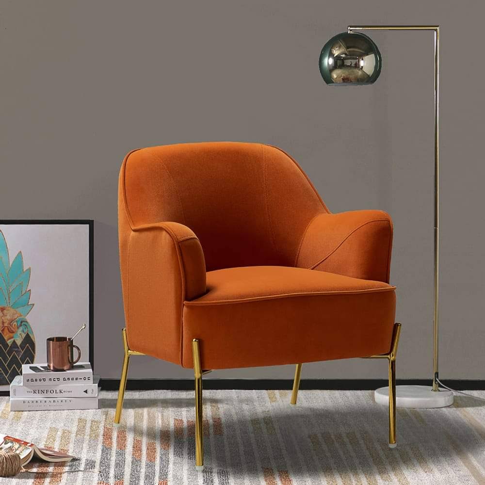 Orange Gold Legs Accent Chair Q819904