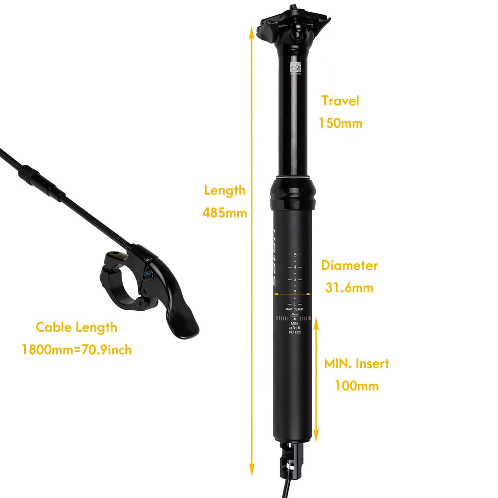 Dropper Post Seat Post Remote 31.6x485mm D906