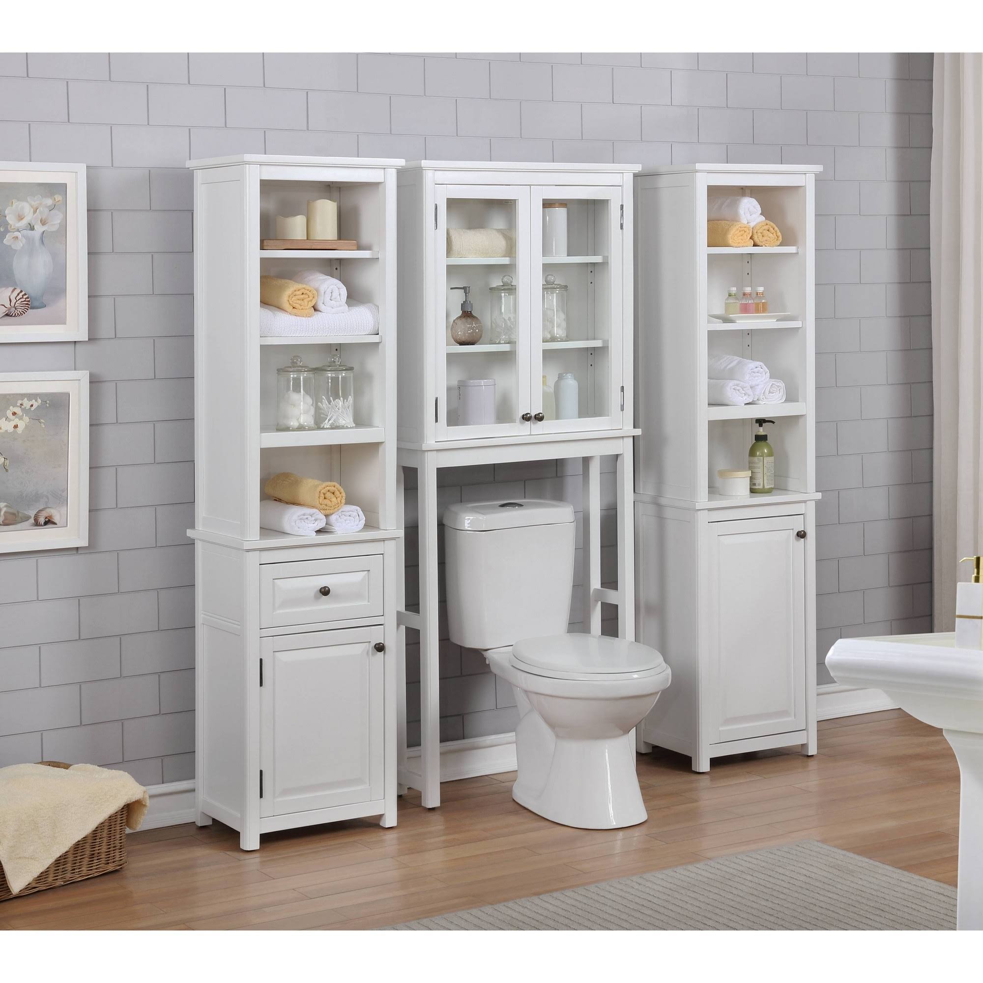 Wall Mounted Bath Storage Cabinet with Glass Cabinet Doors G2685