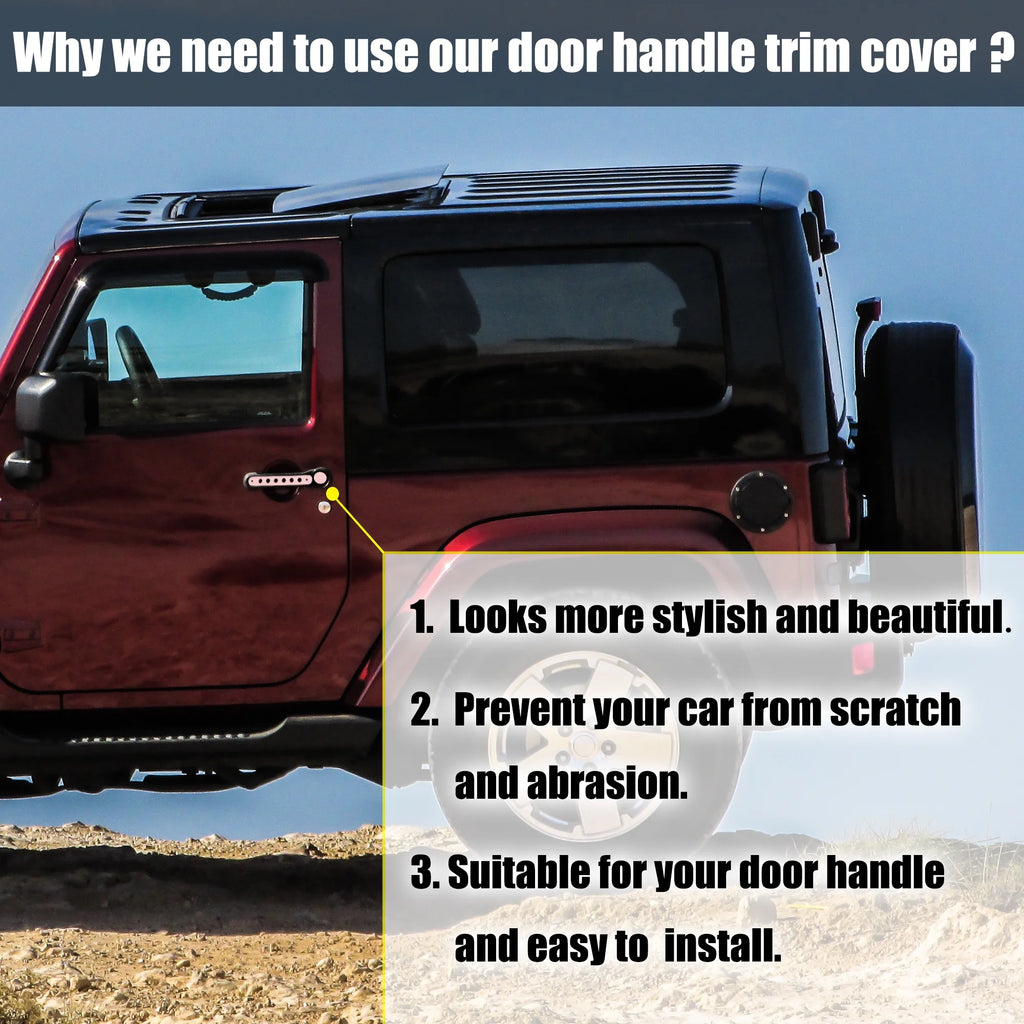Pink Exterior Door Handle Decoration Strip Trim with Push Button Cover for Jeep Wrangler 2 Door 2007-2018 M51920