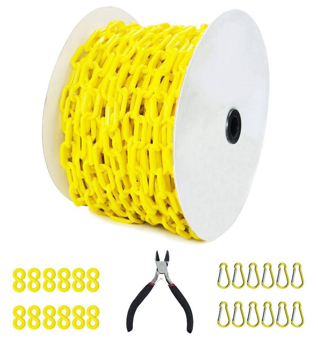 Black Plastic Safety Barrier Chain with 12 S-Hooks and 12 Carabiner Clips I126407