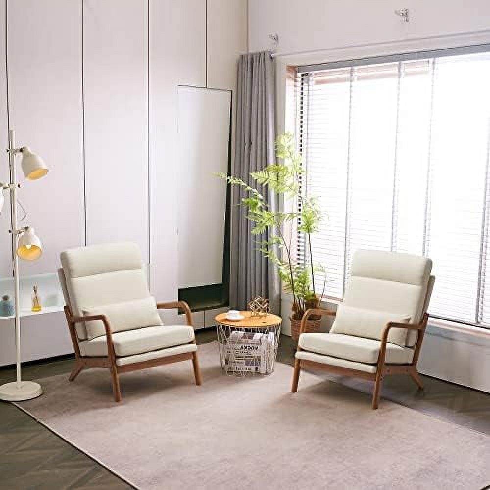 Accent Chair with Pillow Linen Fabric Armchair T438352