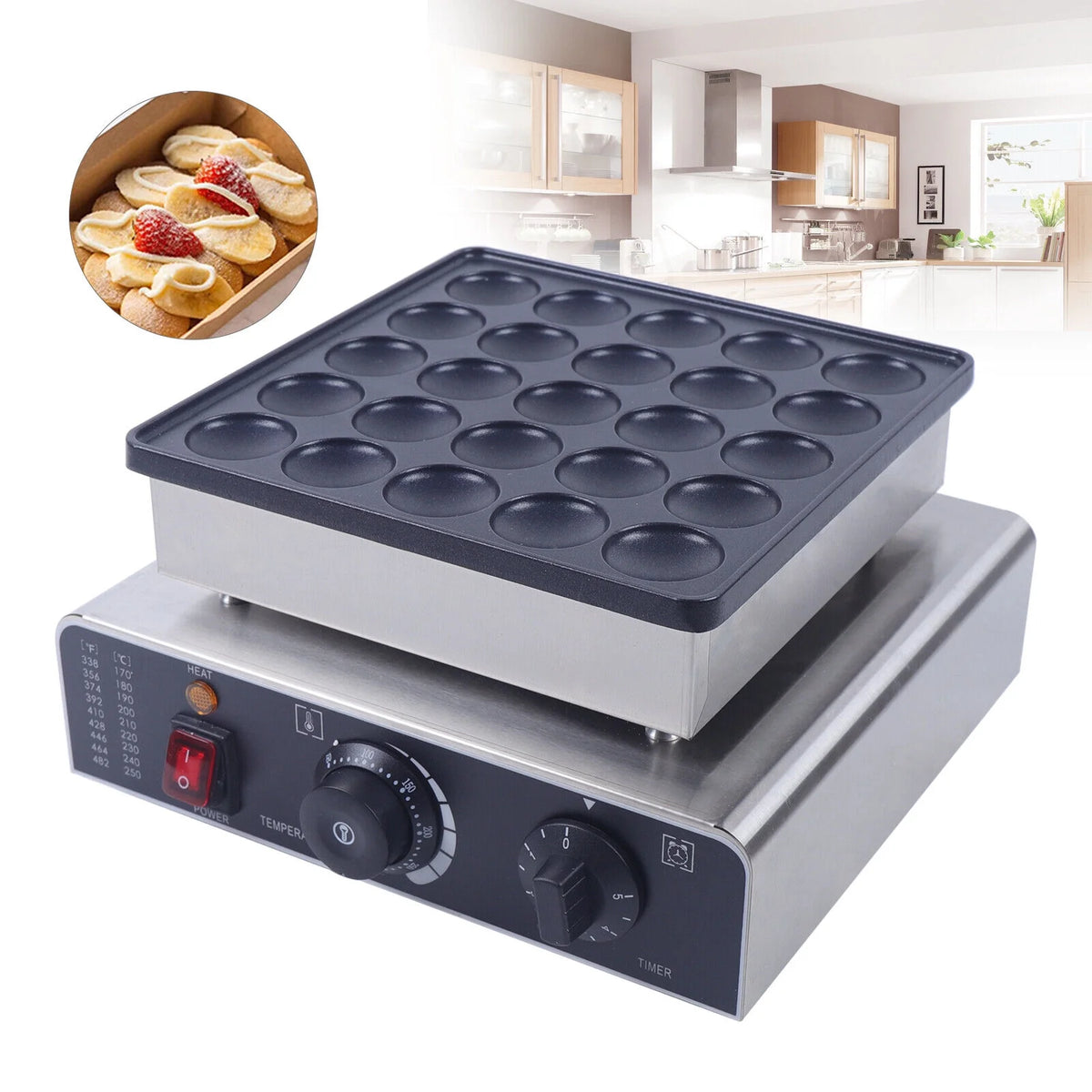 25pcs Nonstick Stainless Steel Electric Mini Pancake Baker X70723