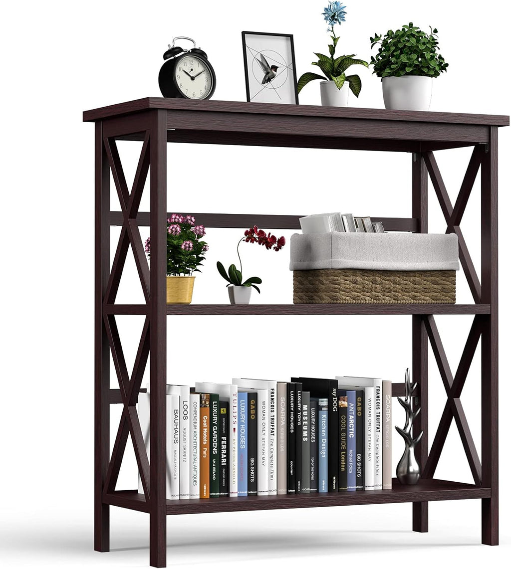 White 3-Tier Wooden Bookshelf K7380