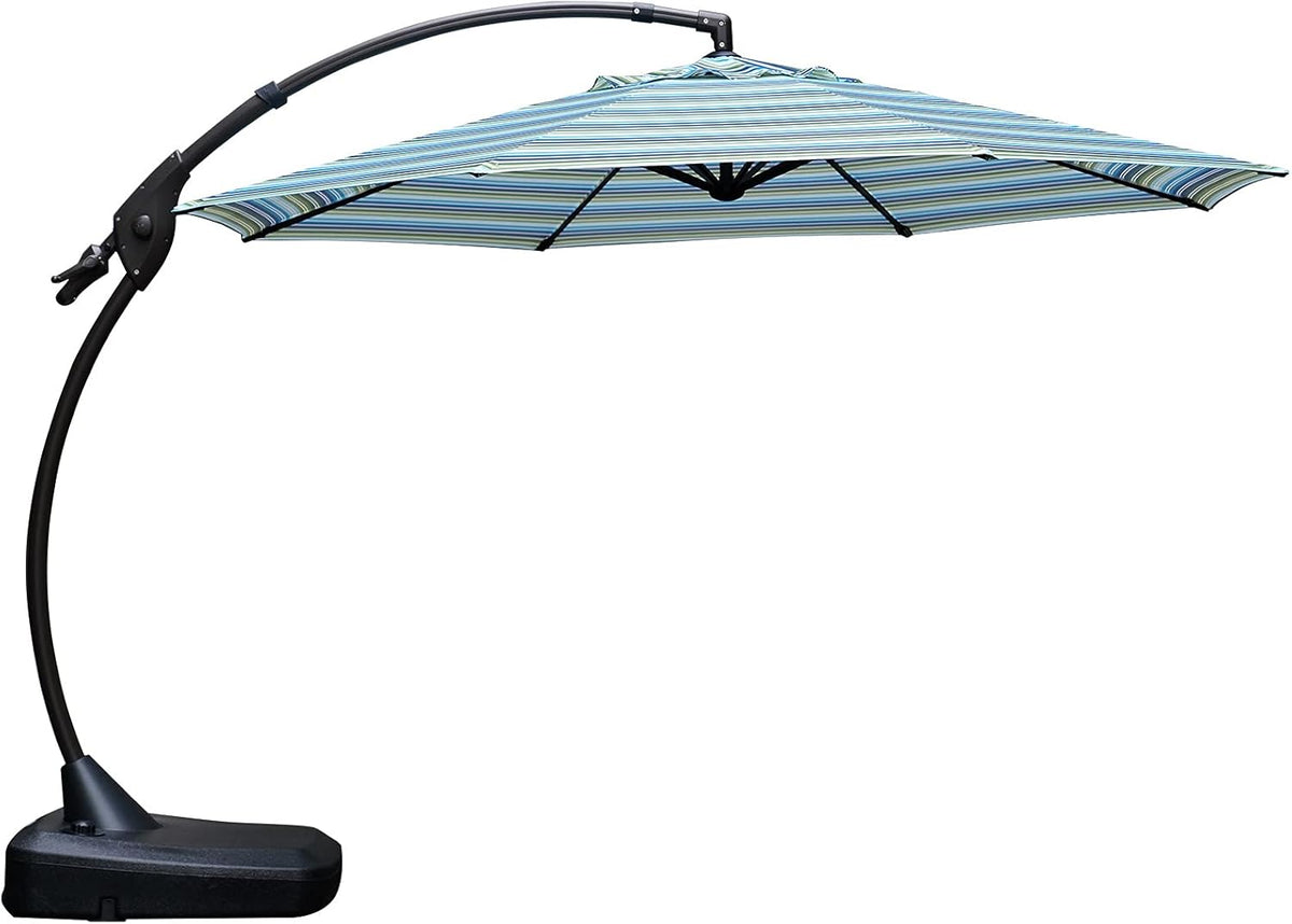 11 FT Curvy Aluminum Offset Umbrella with Base I38442