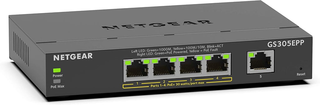 5-Port Gigabit Ethernet Unmanaged PoE Switch with 4 x PoE+ @ 83W Q5298