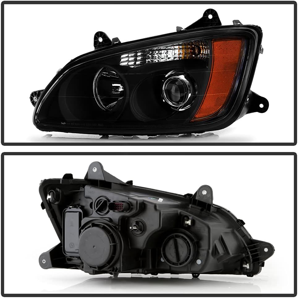 Black Housing Projector Headlight Headlamps Pair Set R759