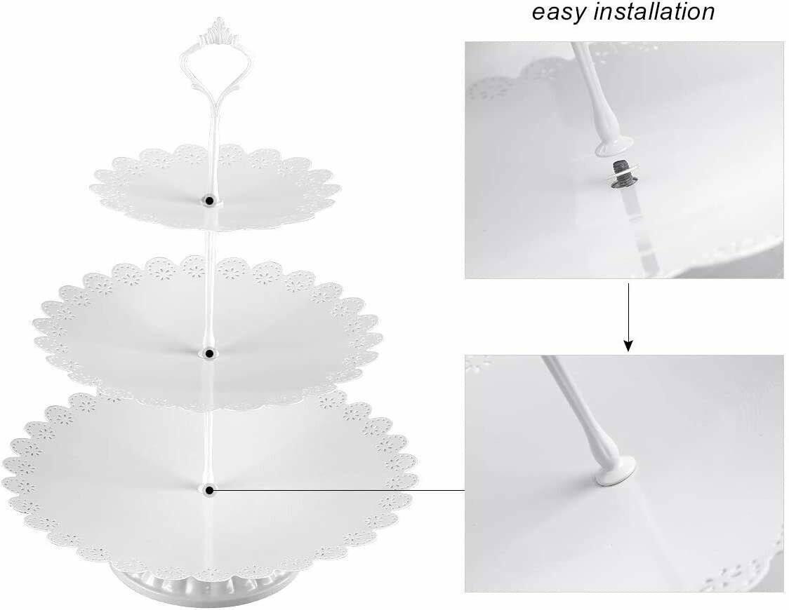 White Metal 3 Piece Cake Stand Set W25860
