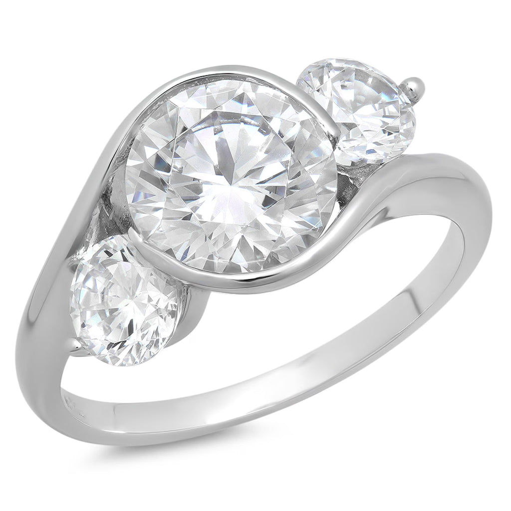 18K White Gold Three-Stone Diamond Engagement Ring W1689