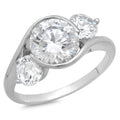 18K White Gold Three-Stone Diamond Engagement Ring W1689